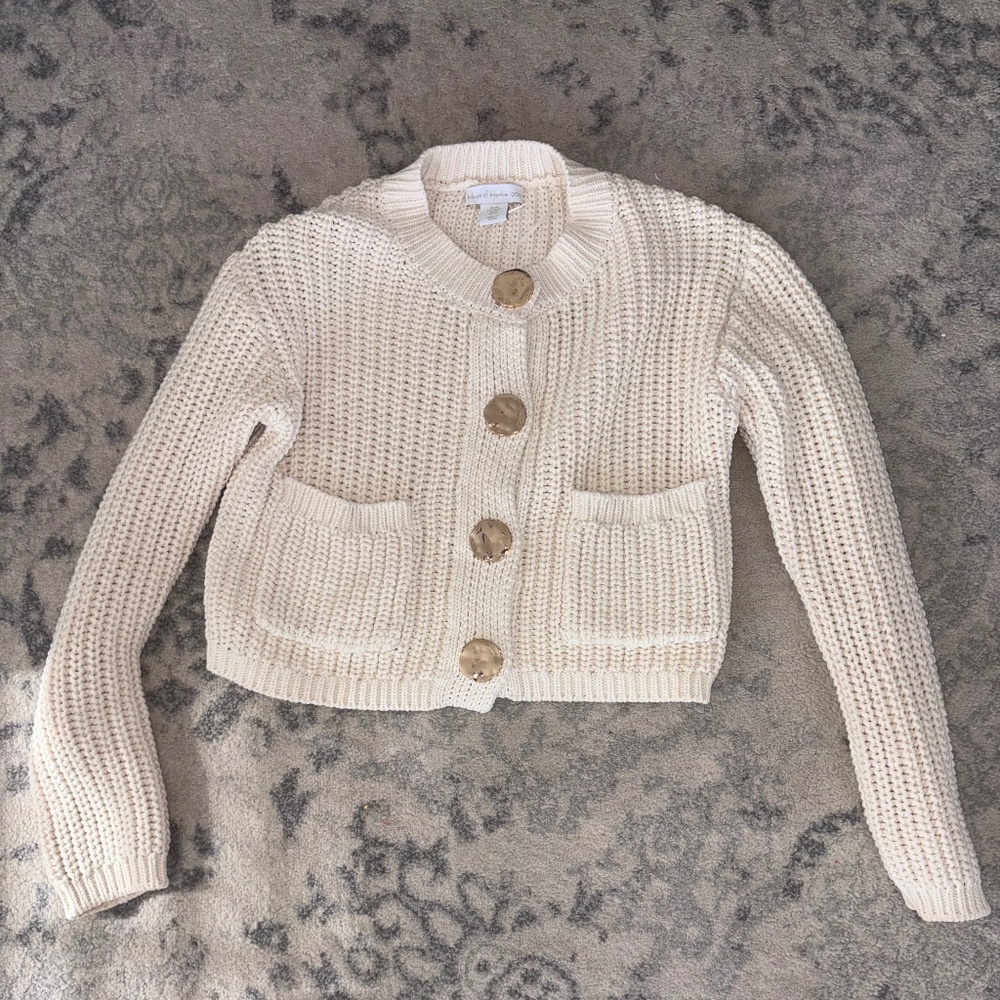 House of Harlow 1960 Cream Chunky Knit Button Front Cardigan